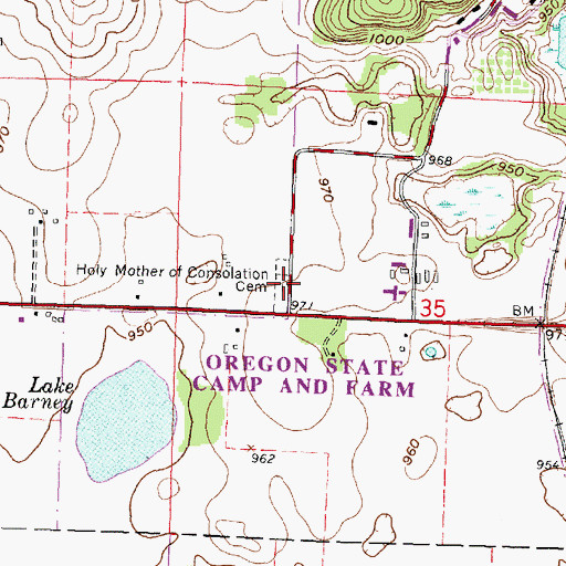 Topographic Map of Saint Mary's Catholic Cemetery, WI