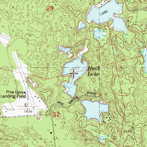 Topographic Map of Hook Lake, WI