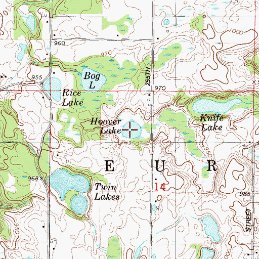 Topographic Map of Hoover Lake, WI