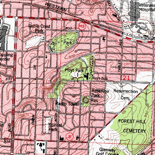 Topographic Map of Hoyt School, WI
