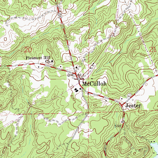 Topographic Map of McCulloh, AL