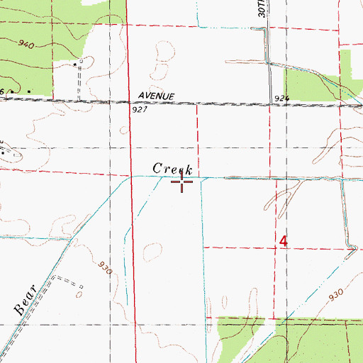 Topographic Map of Indian Creek, WI