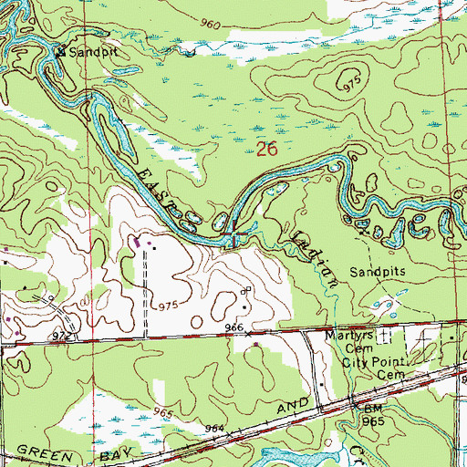 Topographic Map of Indian Creek, WI