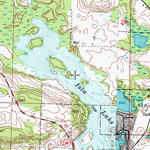 Topographic Map of Iola Lake, WI