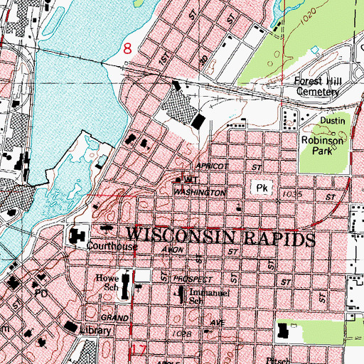 Topographic Map of Irving School, WI