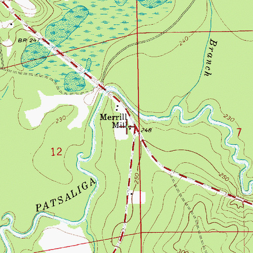 Topographic Map of Merrill Mill, AL