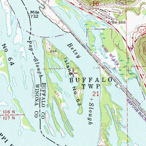 Topographic Map of Island Number Sixty-three, WI