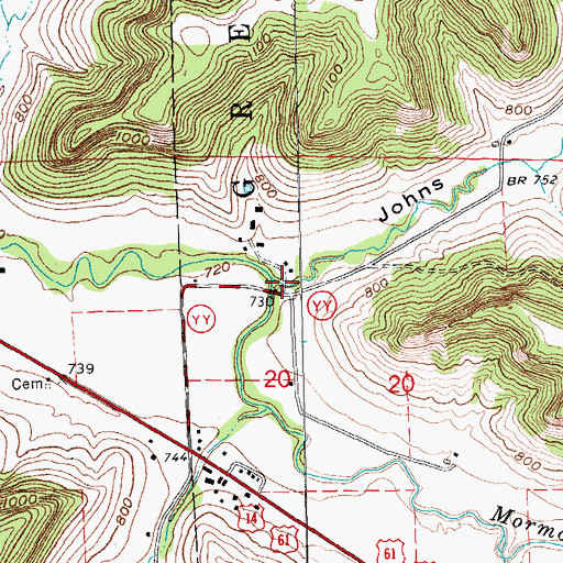 Topographic Map of Johns Coulee, WI