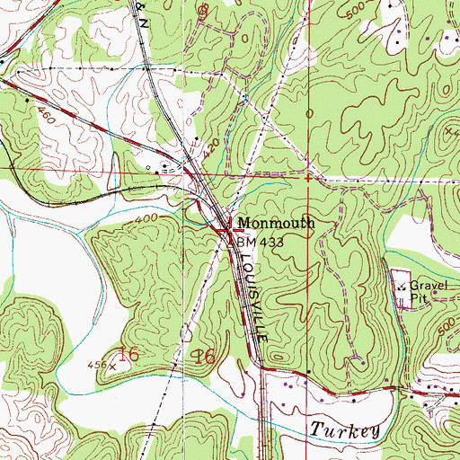 Topographic Map of Monmouth, AL