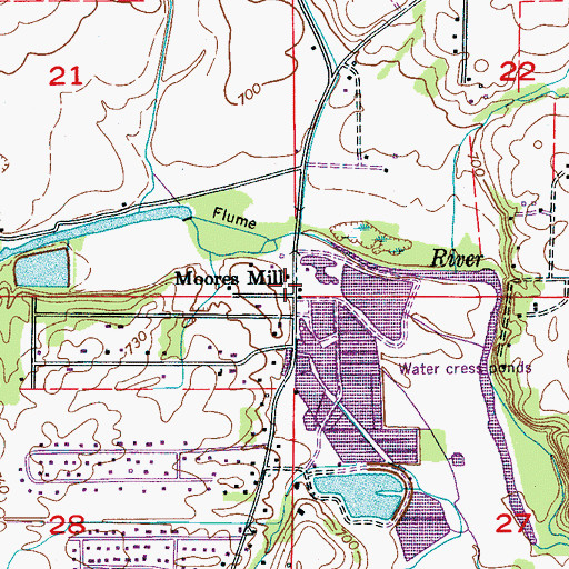 Topographic Map of Moores Mill, AL