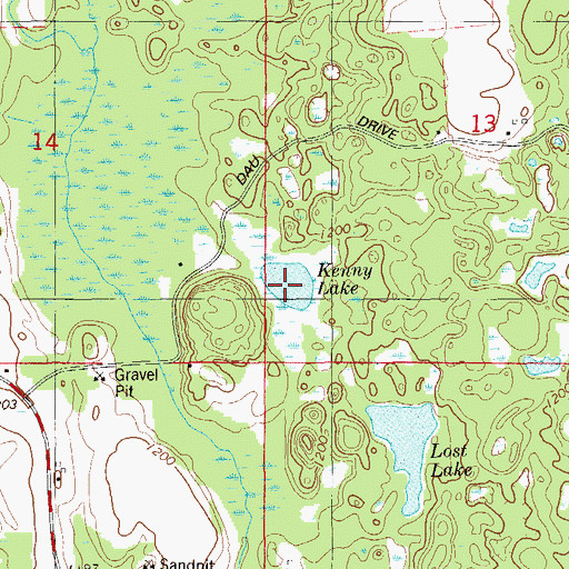 Topographic Map of Kenny Lake, WI