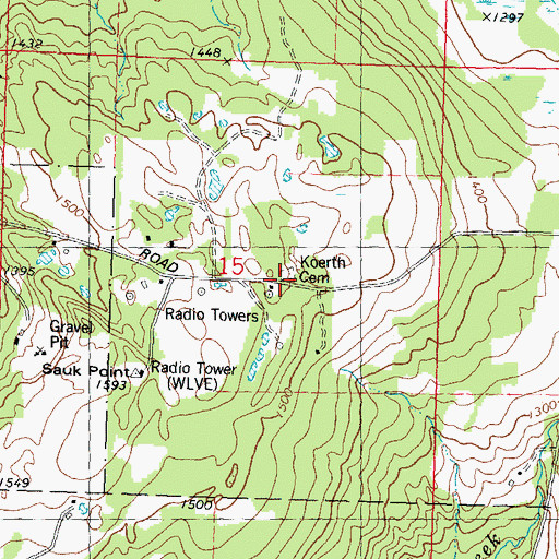Topographic Map of Kerth Cemetery, WI