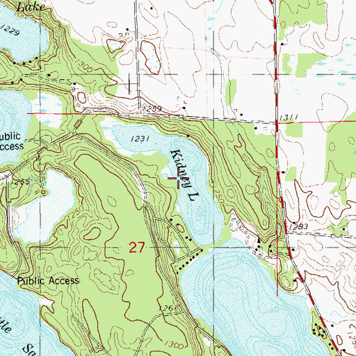 Topographic Map of Kidney Lake, WI