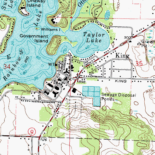 Topographic Map of King, WI