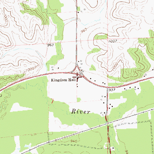 Topographic Map of Kingdom Hall, WI