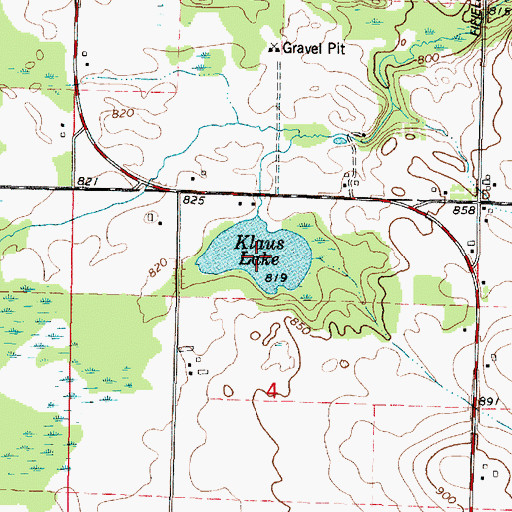 Topographic Map of Klaus Lake, WI