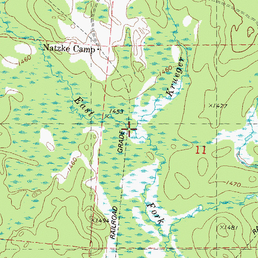 Topographic Map of Krueger Creek, WI