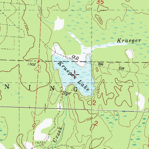 Topographic Map of Krueger Lake, WI