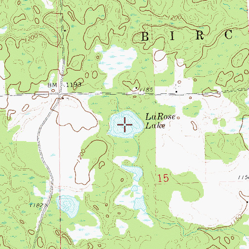 Topographic Map of LaRose Lake, WI
