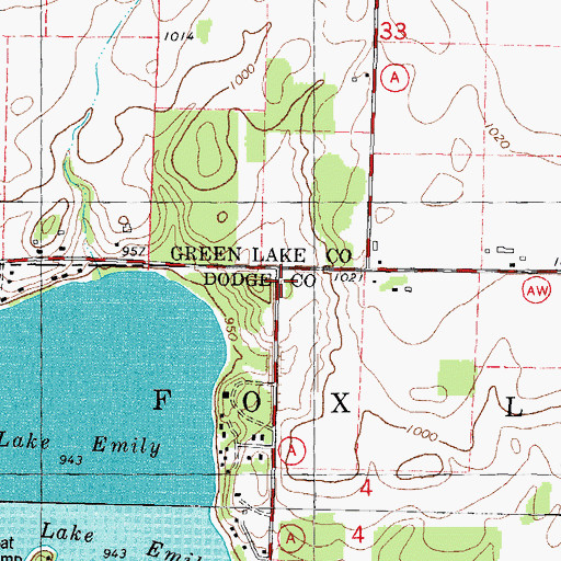 Topographic Map of Lake Emily School (historical), WI