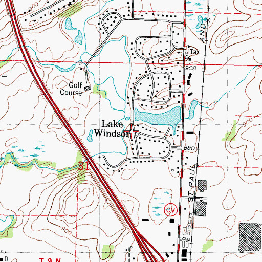 Topographic Map of Lake Windsor, WI