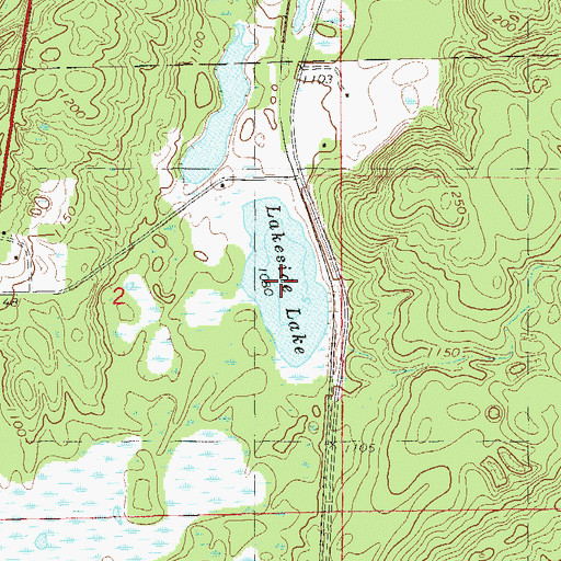 Topographic Map of Lakeside Lake, WI