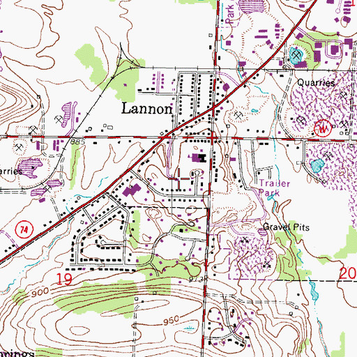 Topographic Map of Lannon, WI