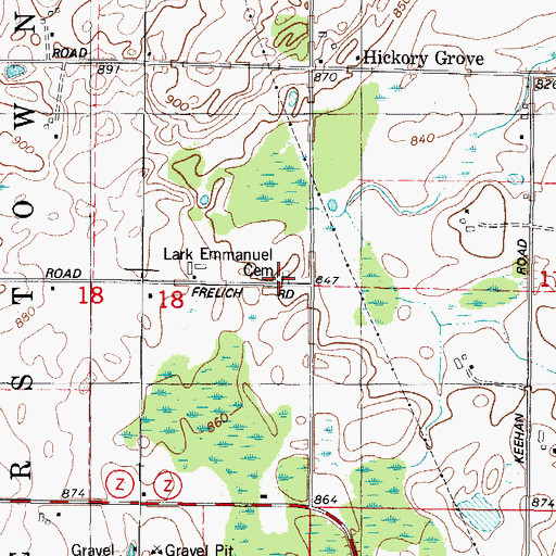Topographic Map of Lark Emmanuel Cemetery, WI