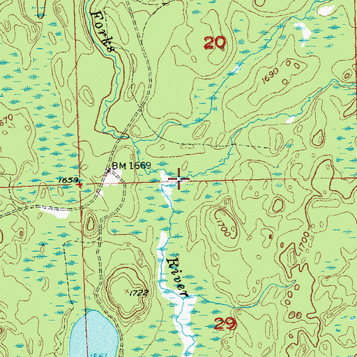 Topographic Map of LeClair Creek, WI