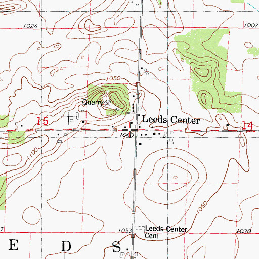 Topographic Map of Leeds Center, WI