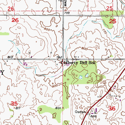 Topographic Map of Liberty Bell School, WI