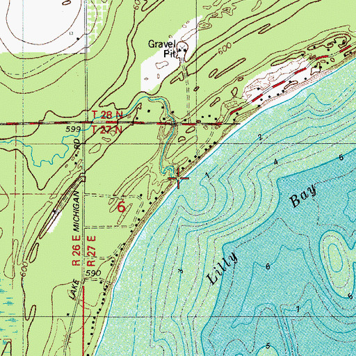 Topographic Map of Lilly Bay Creek, WI