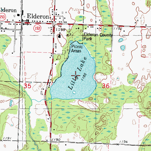 Topographic Map of Lilly Lake, WI
