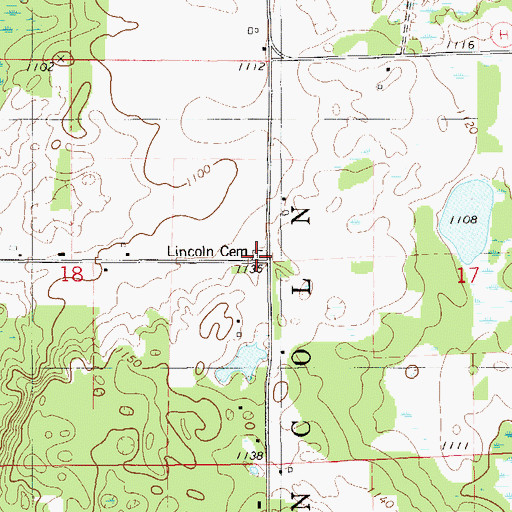 Topographic Map of Lincoln Cemetery, WI