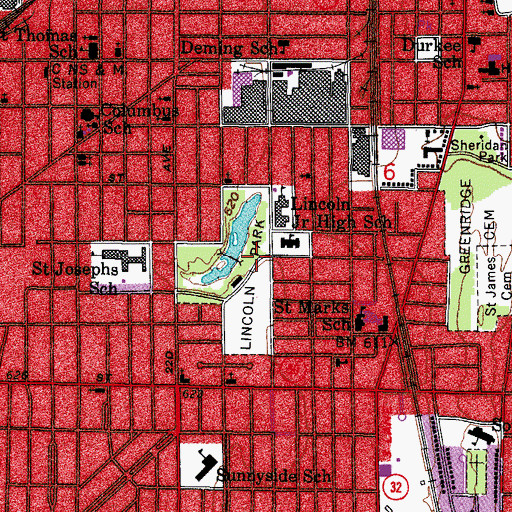 Topographic Map of Lincoln Park, WI