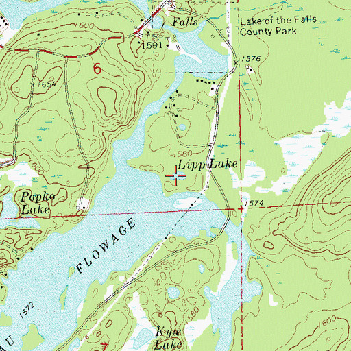 Topographic Map of Lipp Lake, WI