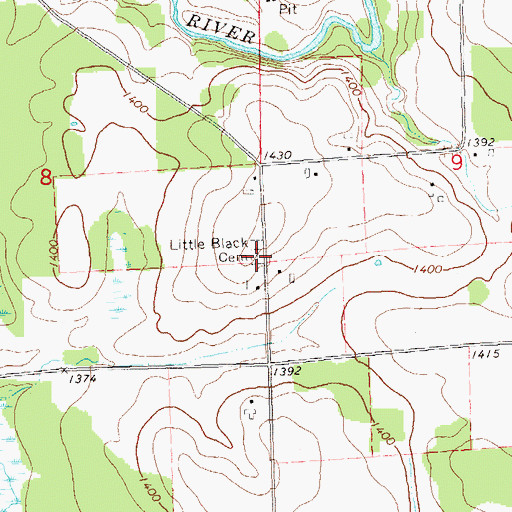 Topographic Map of Little Black Cemetery, WI
