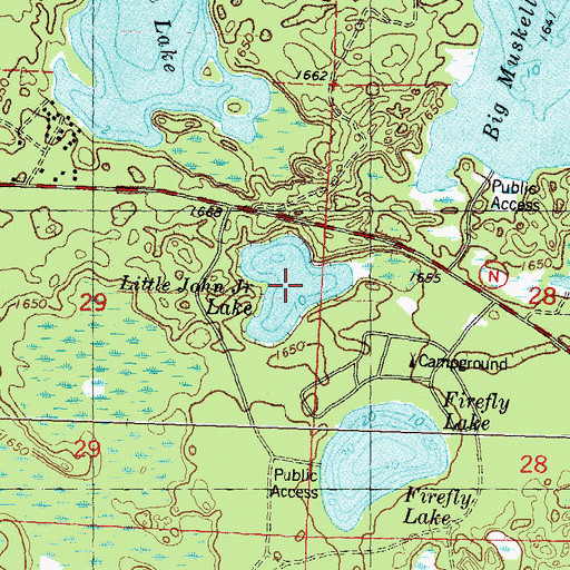 Topographic Map of Little John Junior Lake, WI