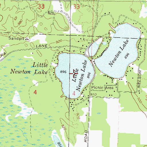 Topographic Map of Little Newton Lake, WI