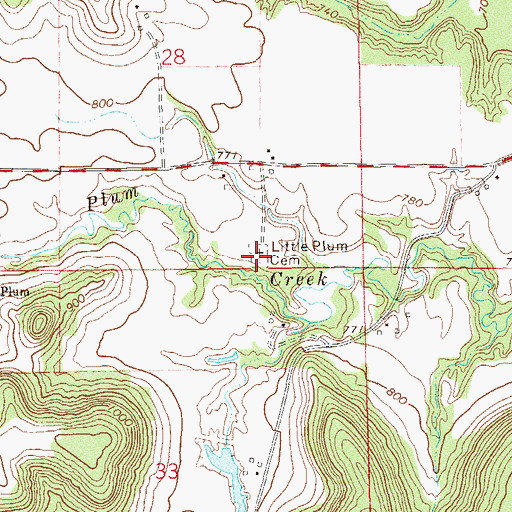 Topographic Map of Little Plum Cemetery, WI
