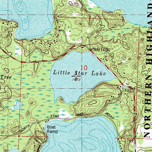 Topographic Map of Little Star Lake, WI