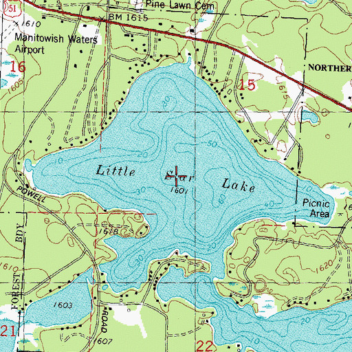 Topographic Map of Little Star Lake, WI