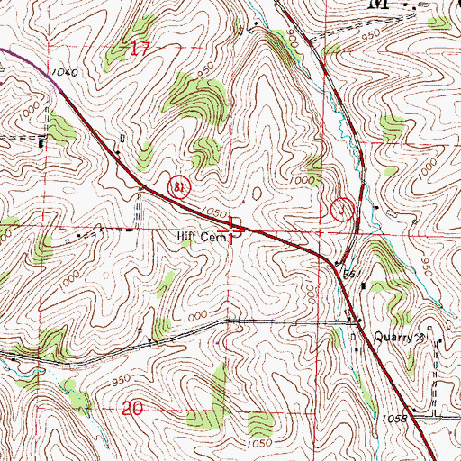 Topographic Map of Lliff Cemetery, WI