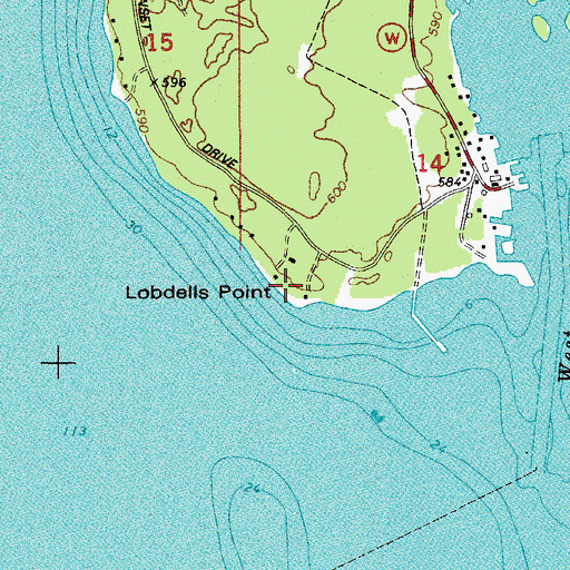 Topographic Map of Lobdells Point, WI