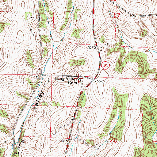 Topographic Map of Long Valley Cemetery, WI