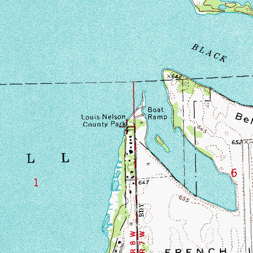 Topographic Map of Louis Nelson County Park, WI
