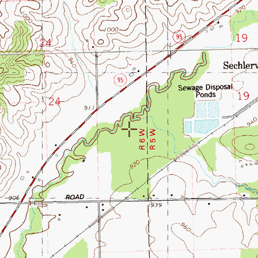 Topographic Map of Lowe Creek, WI
