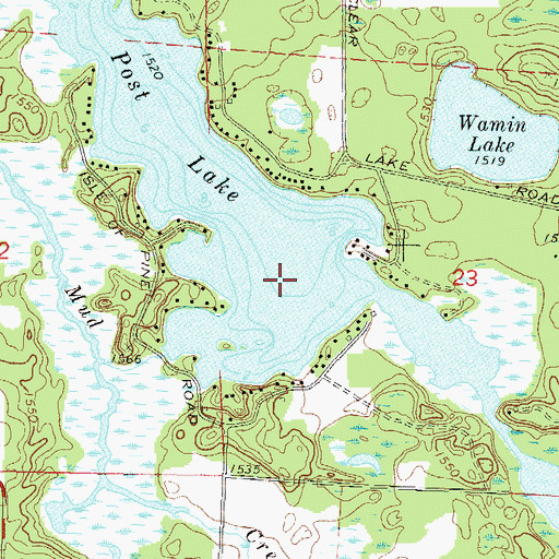 Topographic Map of Lower Post Lake, WI