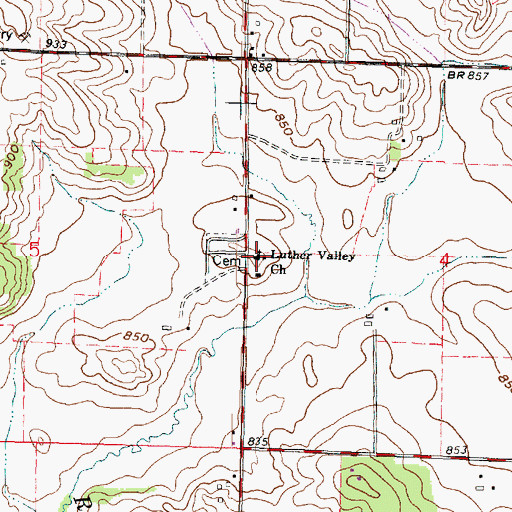 Topographic Map of Luther Valley Church, WI