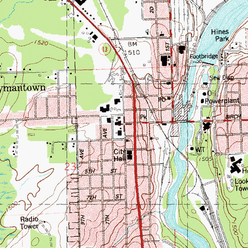 Topographic Map of Lymantown, WI